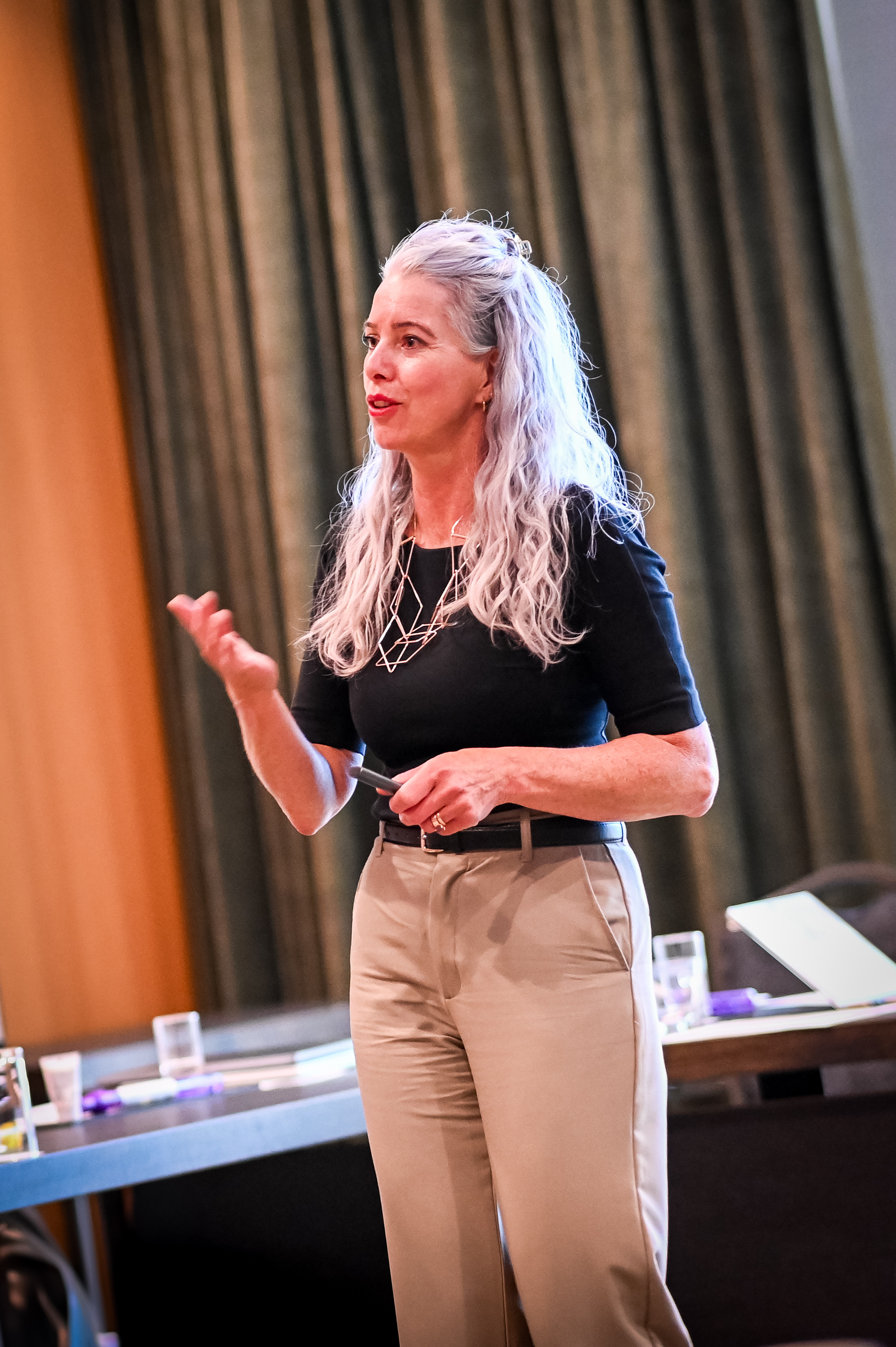 Chantal van den Berg spreker op podium gedragspsychologie